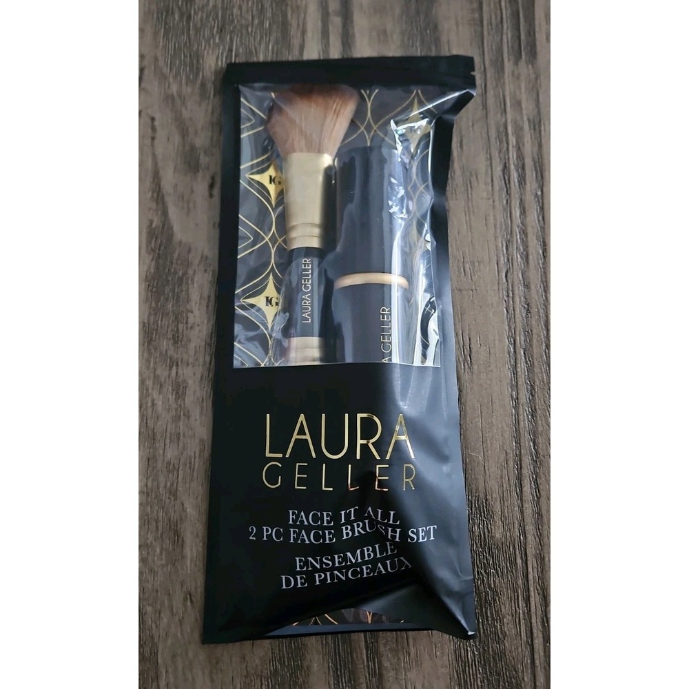 LAURA GELLER Face It All 2 pc Face Brush Set New